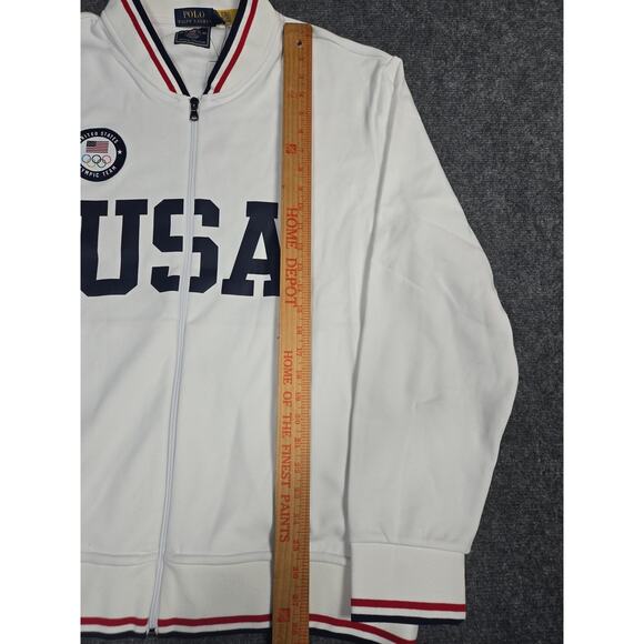 USA Olympic Team Jacket Mens XL White 2020 Ralph Lauren Full Zip Track Tokyo - Picture 10 of 13